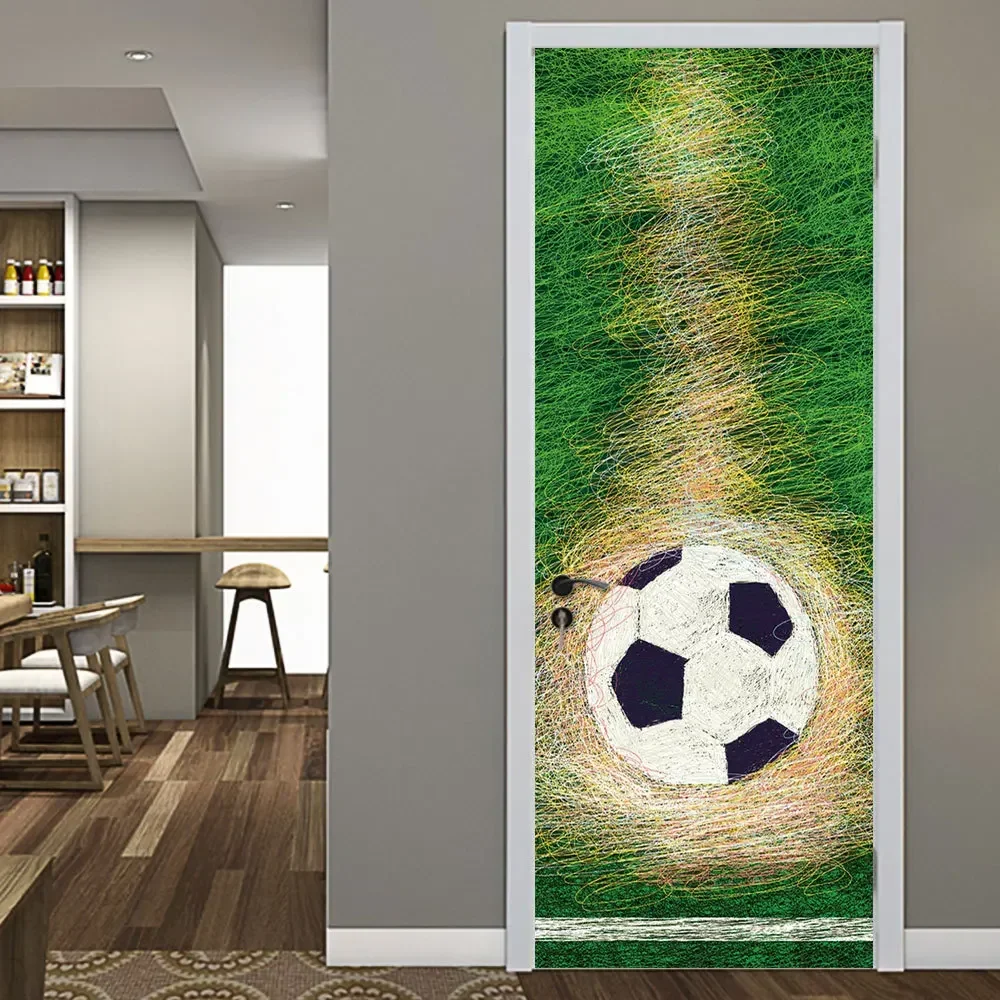 

Football Door Sticker Soccer Wallpaper Ball Sport DIY Self-Adhesive 3D Wall Decal Bedroom Decor Post Murals Stickers