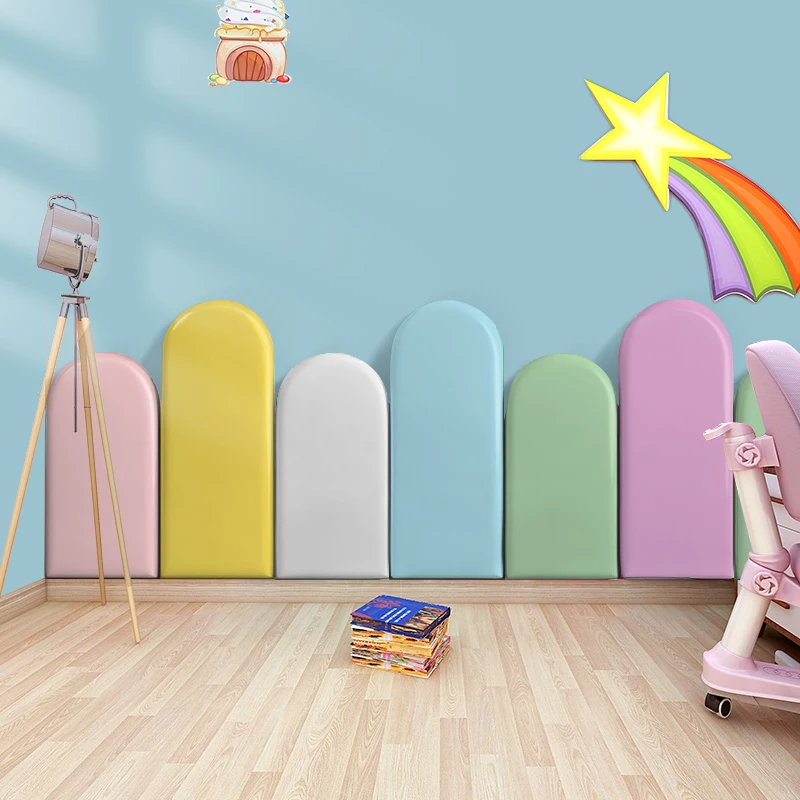 Kindergarten Childrens Anti-collision Wall Stickers Soft Bag Early Education Wall Skirt Arc Wallpaper Sponge Foam Pad Home Decor