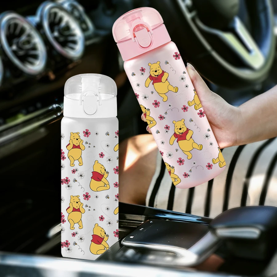 1pc disney winnie the pooh flores padrão 26oz garrafa de água de plástico esportes ao ar livre copo de água aniversário/regresso a casa presente