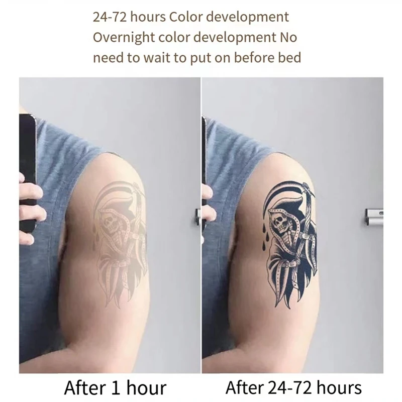 Dragon Flames of Anger Juice Herbal Tattoo Sticker Full Arm Leg Dark Semi-permanent Waterproof Fake Tattoo Lasting Art Men Women