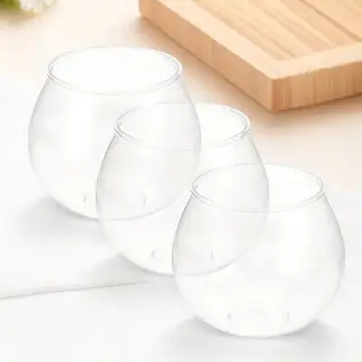 

3pcs Desktop Small Fish Tank Clear Plastic Anti-Falling Design For Betta Fish Globe Bowl Office Home Decor Aquarium Tabletop