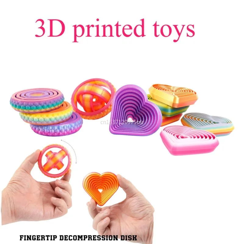 3D-gedrucktes kreisförmiges Herz-Dekompressionsspielzeug, geistentspannend, ruhiges Spielzeug, Stress, Angstlinderung, lustige Neuheit, sensorisches Werkzeug, Neu 2025,