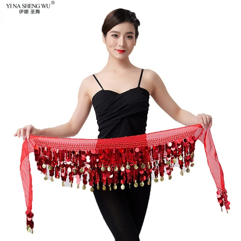 Belly Dance Belt Costumes Sequins Belly Dance Hip Scarf for Women Belly Dancing Belts Indian Colors Belt Dance Performance