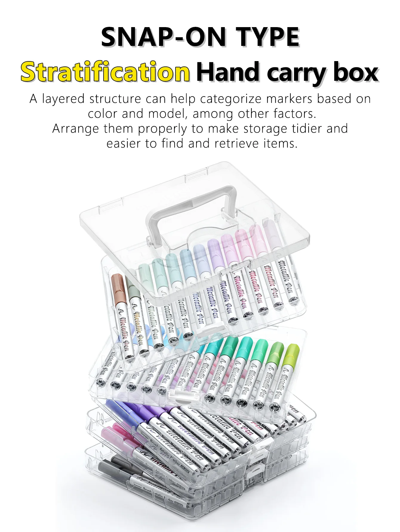 قلم تحديد معدني برأس ناعم سائل مستقيم مع 48 لونًا، فرشاة فنية جرافيتي غير شفافة وقابلة للتكديس