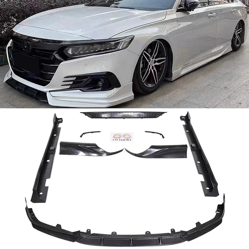 For Honda Accord 2018 2019 2020 2021 2022 ABS Black Knight Bumper Front Lip Rear Trunk Diffuser Side Skirts Yofer Body Kit