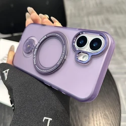 Luxury 360°Rotation Stand Phone Case For iPhone 11 12 13 14 15 16 Pro Max Metal Ring Magnetic Folding Holder Matte Frosted Cover