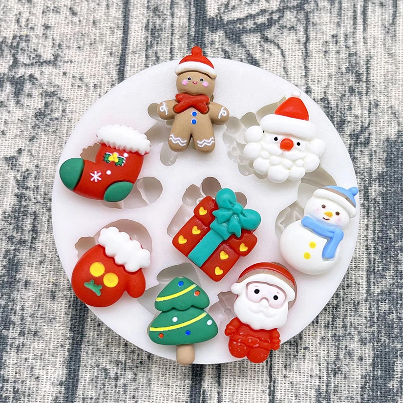 Christmas Ornaments Tree Reindeer Jingle Bell Silicone Cake Mold Sugarcraft Cupcake Baking Mold Fondant Decorating Tools