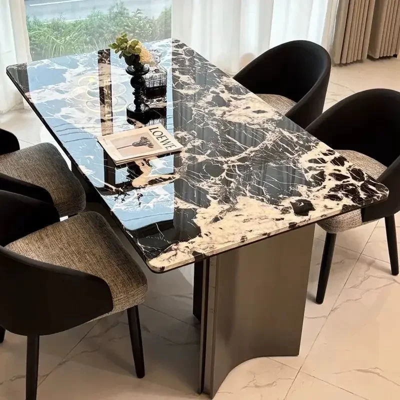 Marble Pattern Rectangular Dining Table Modern Kitchen Dining Room Table