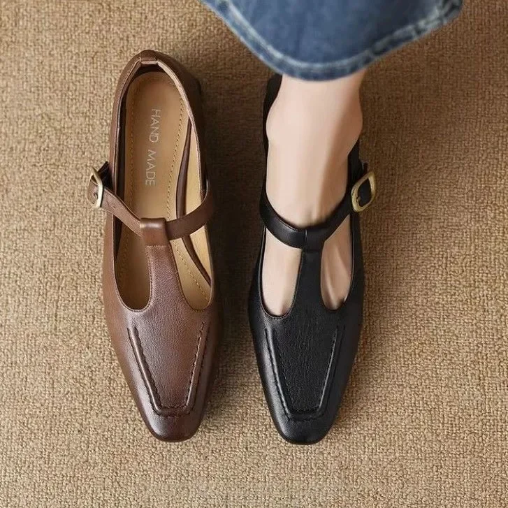 Women's Hollow Out Square Toe Mary Janes - Breathable Low Cut Shoes Chunky Heel Comfortable Shoes Spring Fall 2026