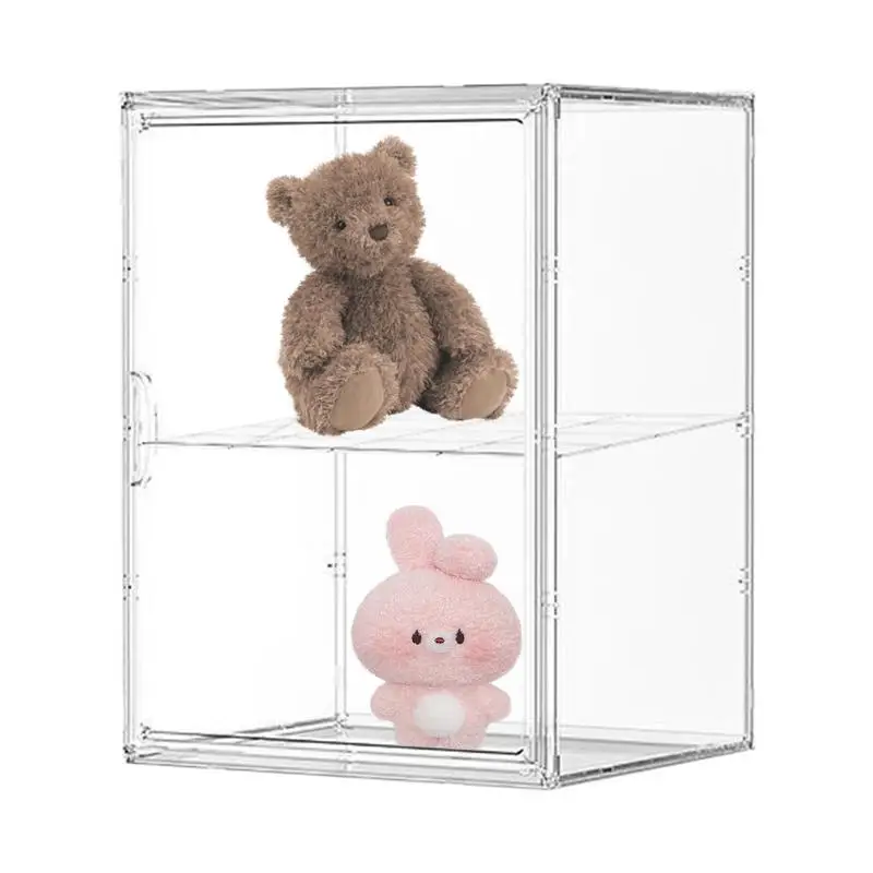 Toy Storage Box Clear Double Layer Figure Doll Storage Containers Dustproof Collectable Display Case Doll Storage Showcase For