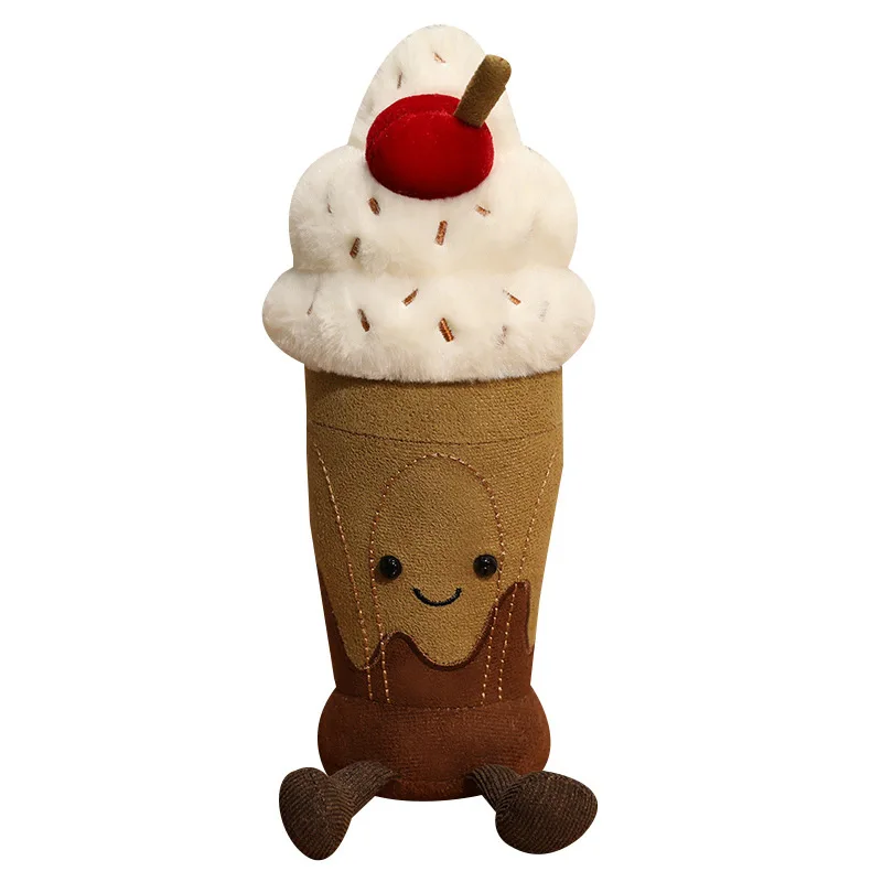 Jouet en peluche Milkshake au chocolat Marie, oreiller câlin en peluche super doux, cadeau de décoration de canapé de lit sur le thème de la nourriture mignonne pour les filles