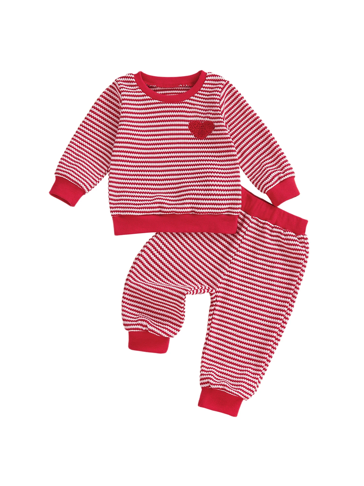

Adorable Infant Valentine s Day Ensemble Heart Patterned Sweatshirt and Matching Joggers in Cozy Waffle Knit (2-Piece Set)
