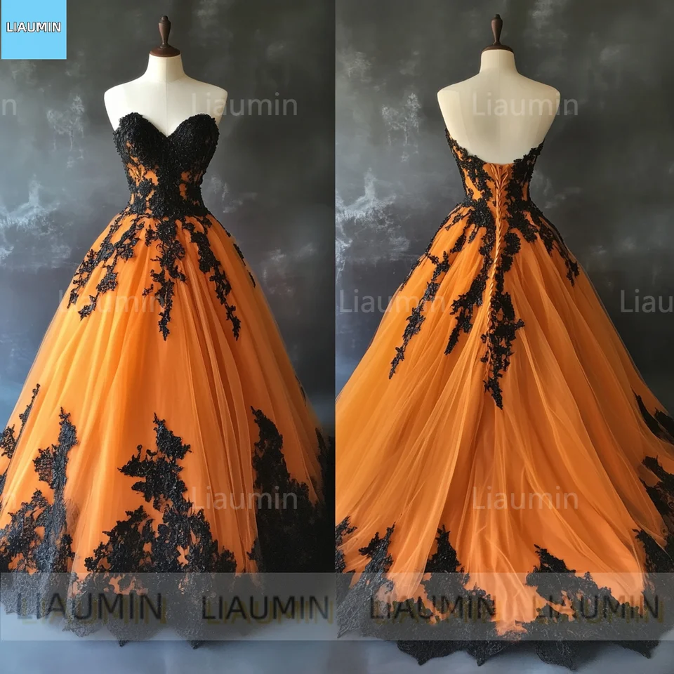 strapless open back dress Orange Sequin Plunging Halter Neck Long Train Fishtail Prom Dress main image 1