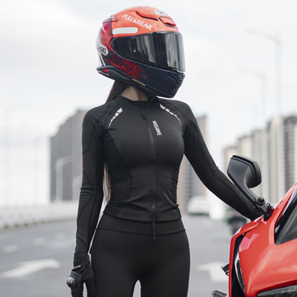 WOSAWE Summer Motorcycle Jacket Women Motorcycle Jacket Mesh Breathable Street Riding Jacket Elastic Motorcyclist Clothing