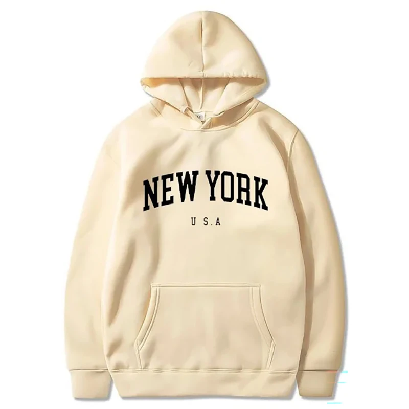 New York U.S.A City Hoodies Letter Graphic Print Men Woman Hoodie Hooded Sweatshirts Harajuku Pullover Unisex Tracksuit Clothing