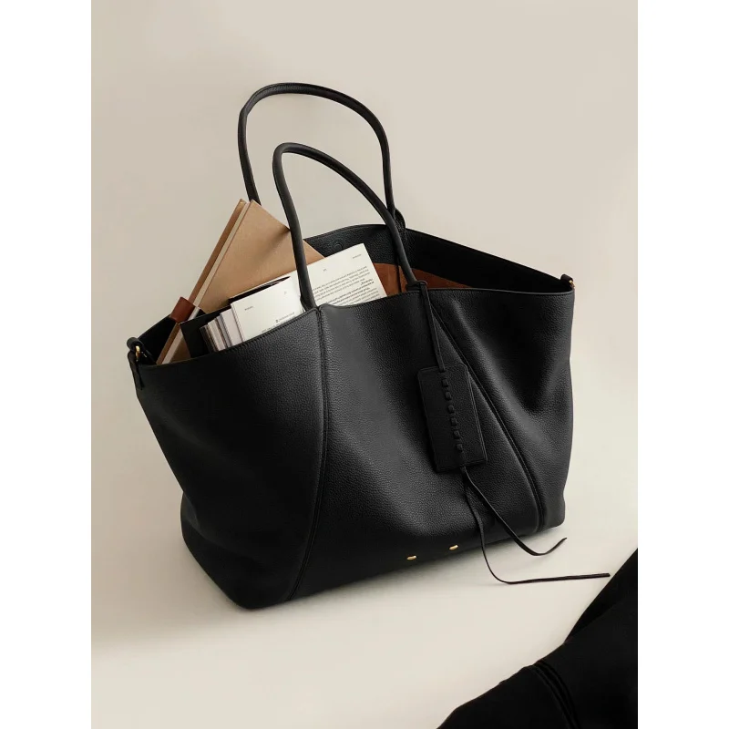 

Cowhide the Tote Bag Large Capacity Lazy Style Commuting Underarm Women's shoulder Bag genuine leather designer luxury big bag