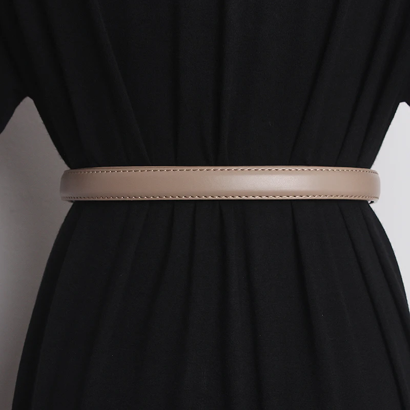 Fashionable Hook Pull-Up Adjustment Two-Layer Cowhide Belt Women's Embellishing Dress Jacket Casual and Versatile Belt
