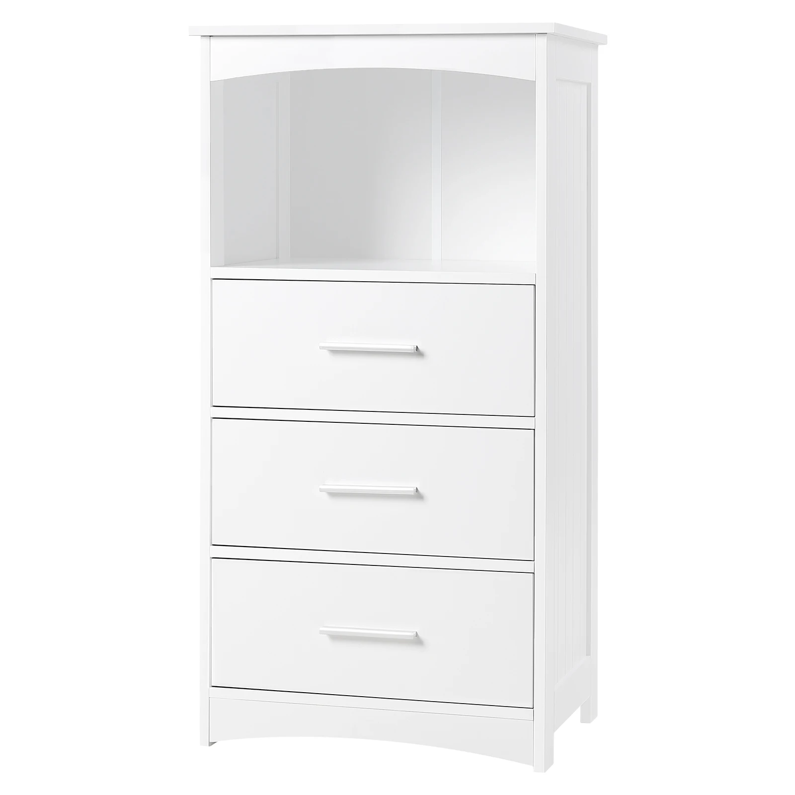 EUGAD Weißer Badezimmerschrank mit 3 Schubladen 1 Offenem Fach 40x80x30cm Eck-Medizinschrank für Wohnzimmer Schlafzimmer Küche