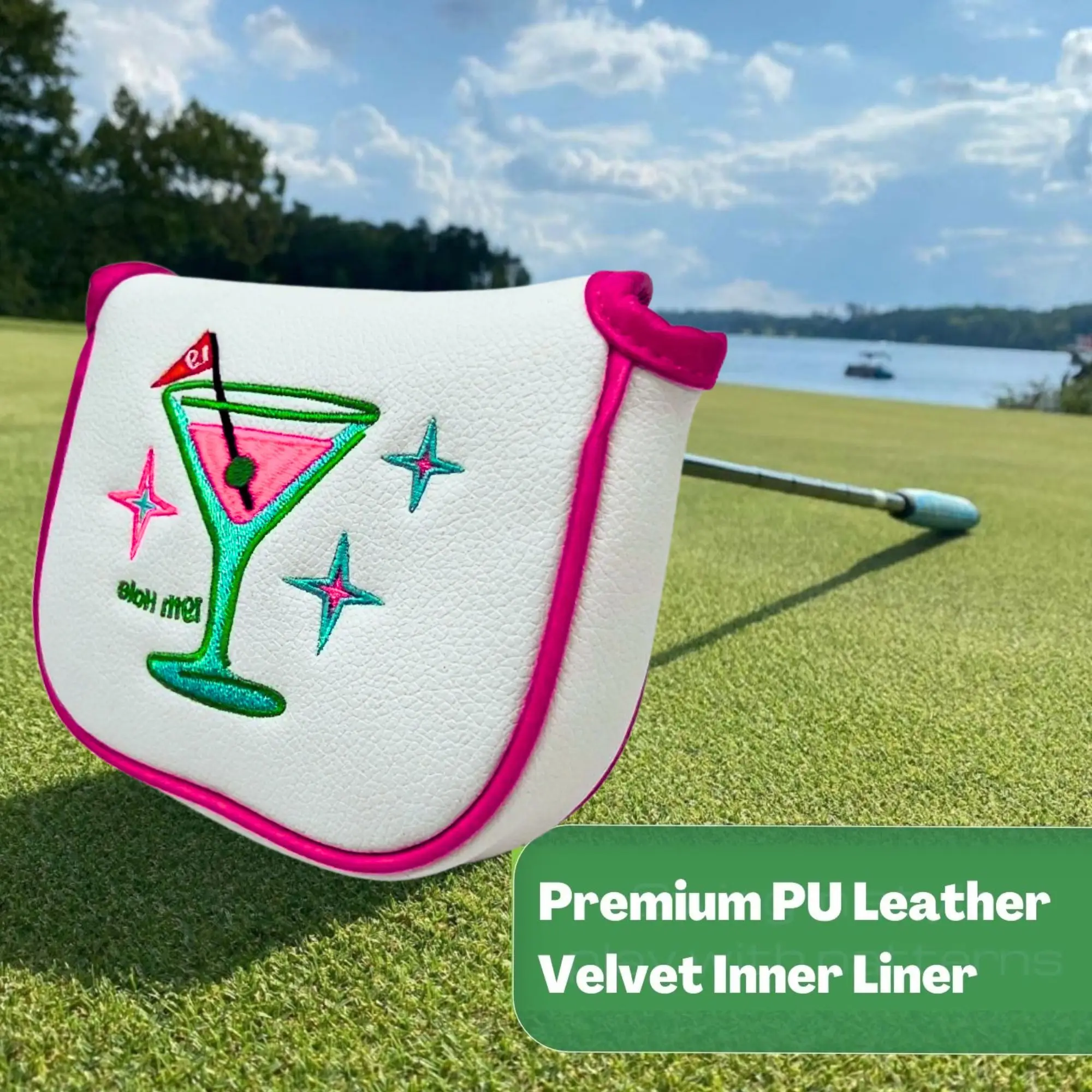 Golf Club Mallet Head Cover Compatible for - Juice Glass Design Protective Clubhead Cover, Durable for Skill Levels Tournaments