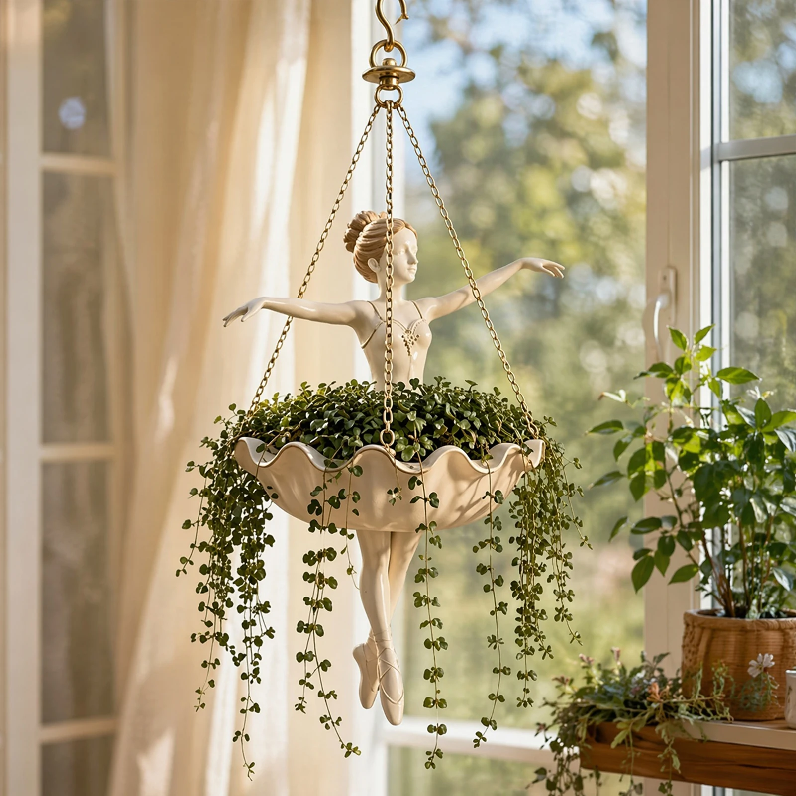 ที่แขวนกระถางดอกไม้เรซิ่นรูปนั - Spider Plant Hanging บทวิจารณ์และราคา