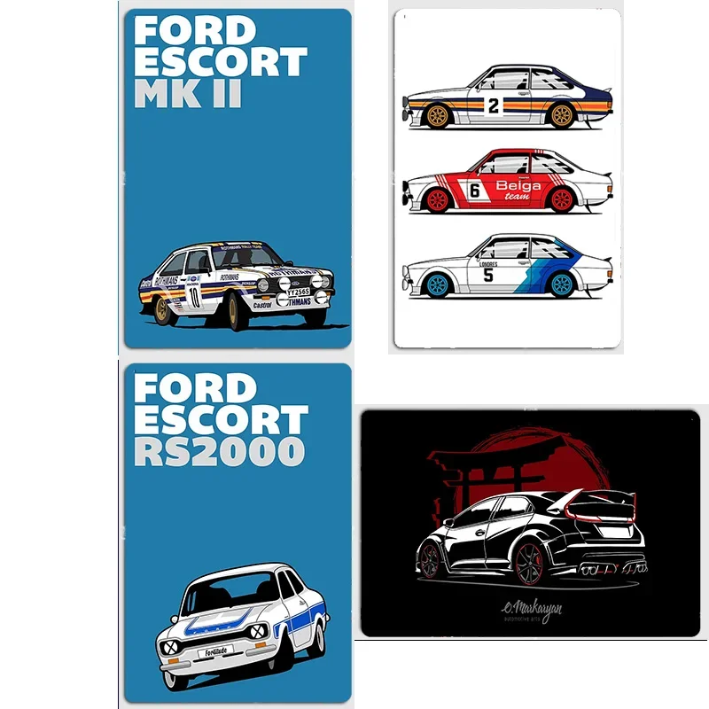 ESCORT RS1800 MK2 Cosworth Civic Type Poster Metal Sign Posters Room Decoration Indoor Custom Decor Home Decor Wall Decorations