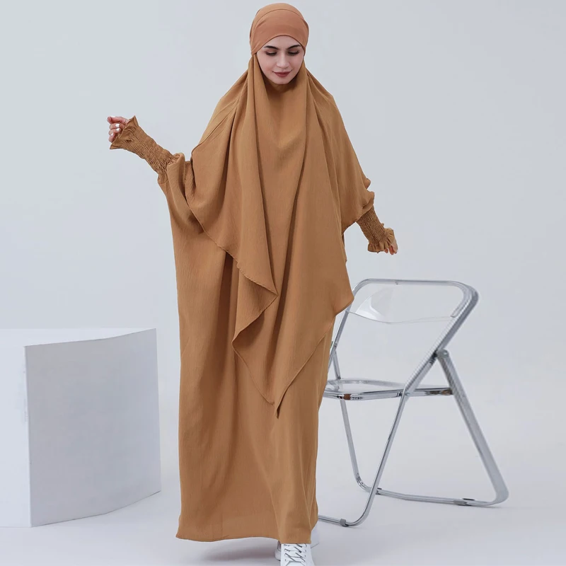 New Fashion Islamic Inside Dress Robes Prayer Elastic Cuff Sleeve Soft Abaya French Stylish Modesty Islamic Dress Islam Robe