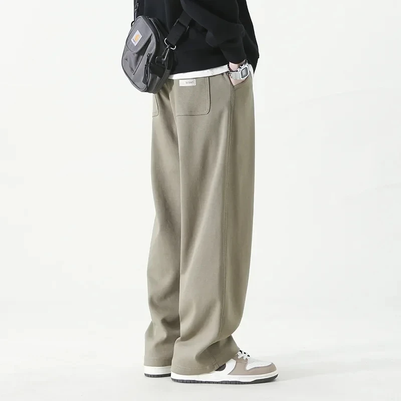 

High Street Wide-leg Pants for Men Spring Autumn Elastic Waist Pants Straight-leg Sweatpants Men Clothing Outdoor Joggers Men