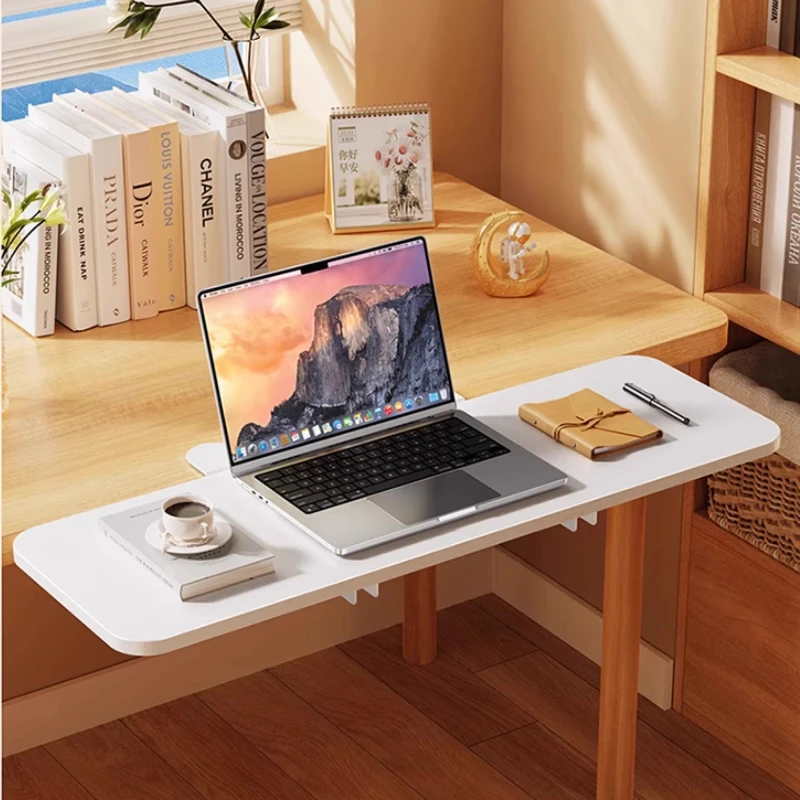 Solid Wood Desk Extension Board Foldable Keyboard Tray Ergonomic Computer Armrest Support Widened Workstation Extended Tray Rack