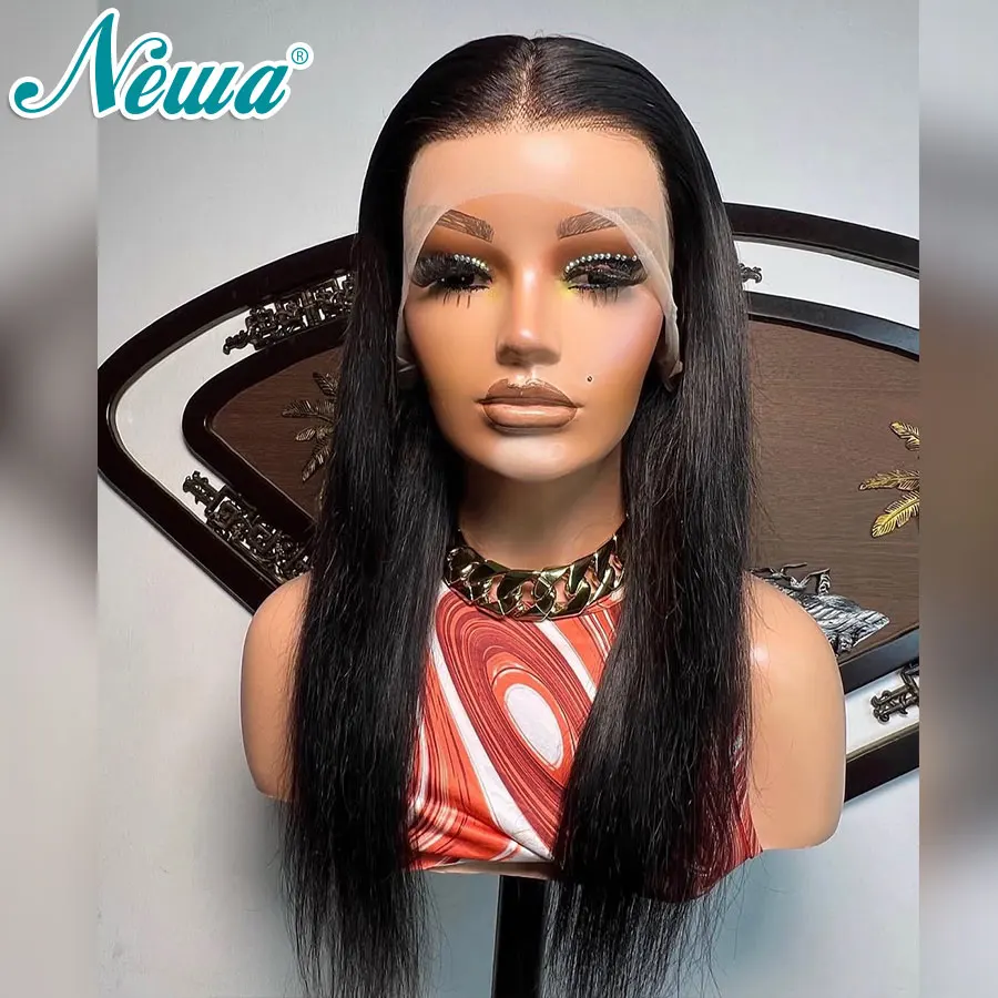 Newa Hair Straight Human Hair 13x6 HD Lace Frontal Wig Pre Plucked Bleached Knots 5x5 Glueless Ready Wear HD Lace Closure Wigs