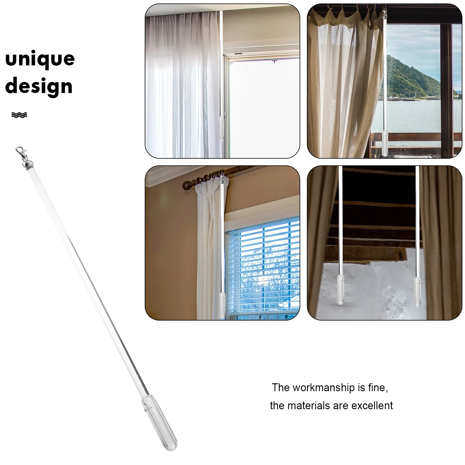 

Curtain Rod Drapery Pull Wand Blinds Repair Replacement Vertical Blind Tilt Wand for Curtains Window Opener Pole