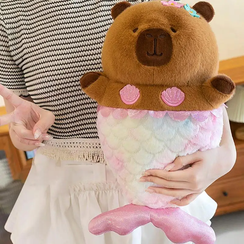 Oreiller en peluche Capybara pour garçons et filles, jouet en peluche, sirène, beurre AdtosCapybara, salon, chambre à coucher, voiture