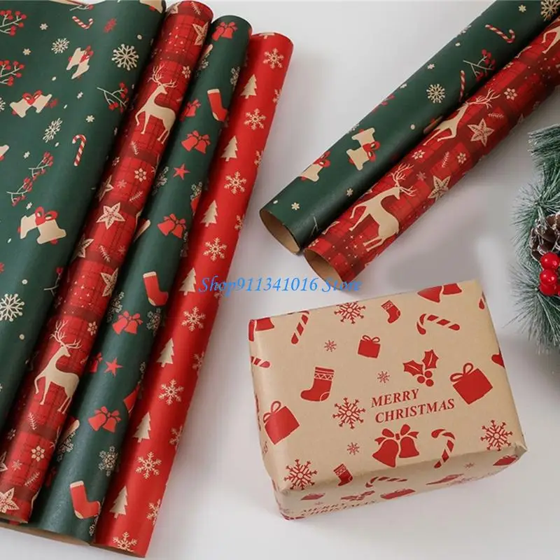  Christmas Tree Pattern Wrapping Paper 50x74cm Tear Proof Recyclable Craft Paper