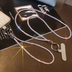 Mobile Phone Lanyard with Clip Style Full Diamond Pendant Wrist Women's Rhinestone Pendant Wrist Long Neck Strap Anti Loss Sling
