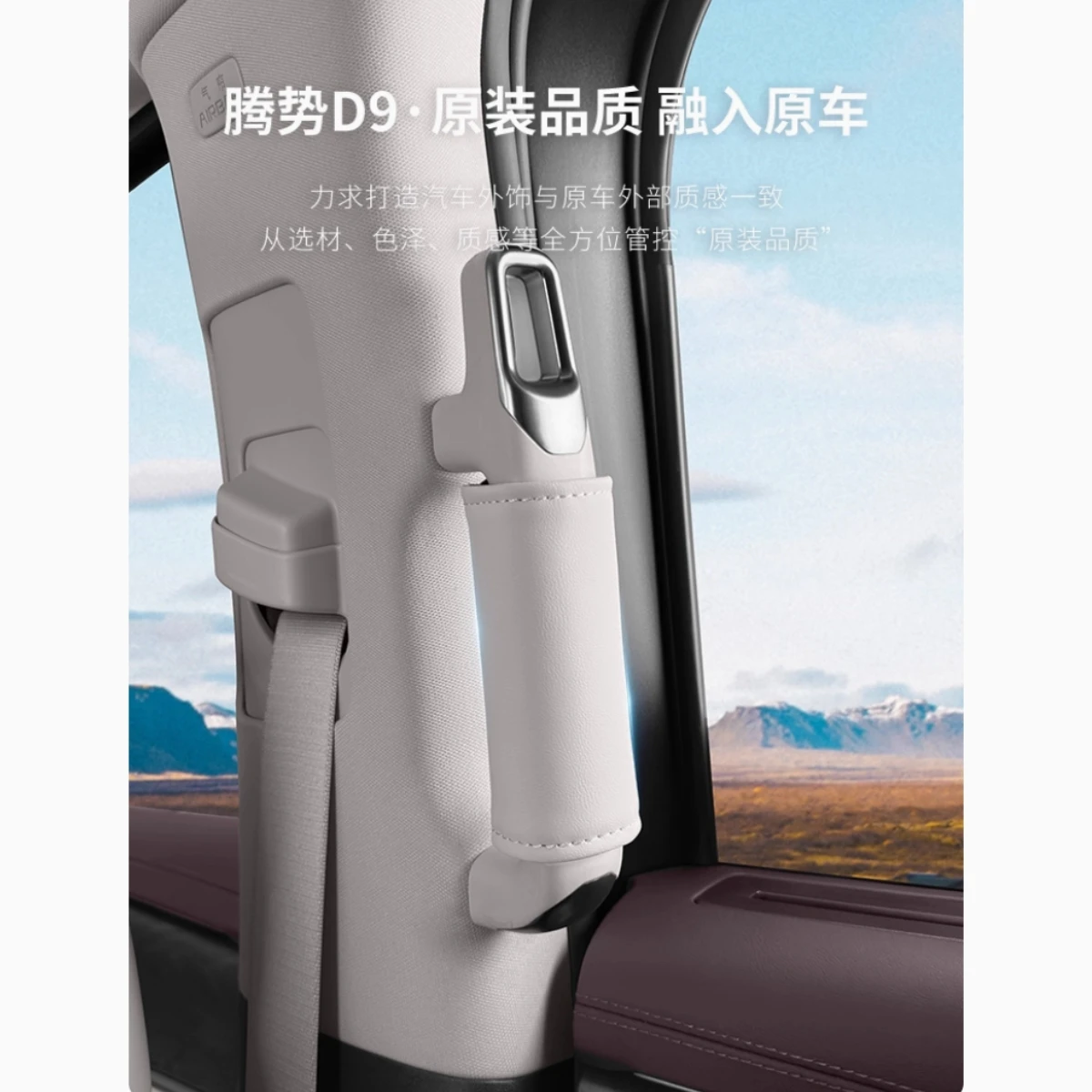 

For Denza D9 2022-2025 Car Door Handle Protective Cover Leather Middle Row Handle Gloves Interior Accessories