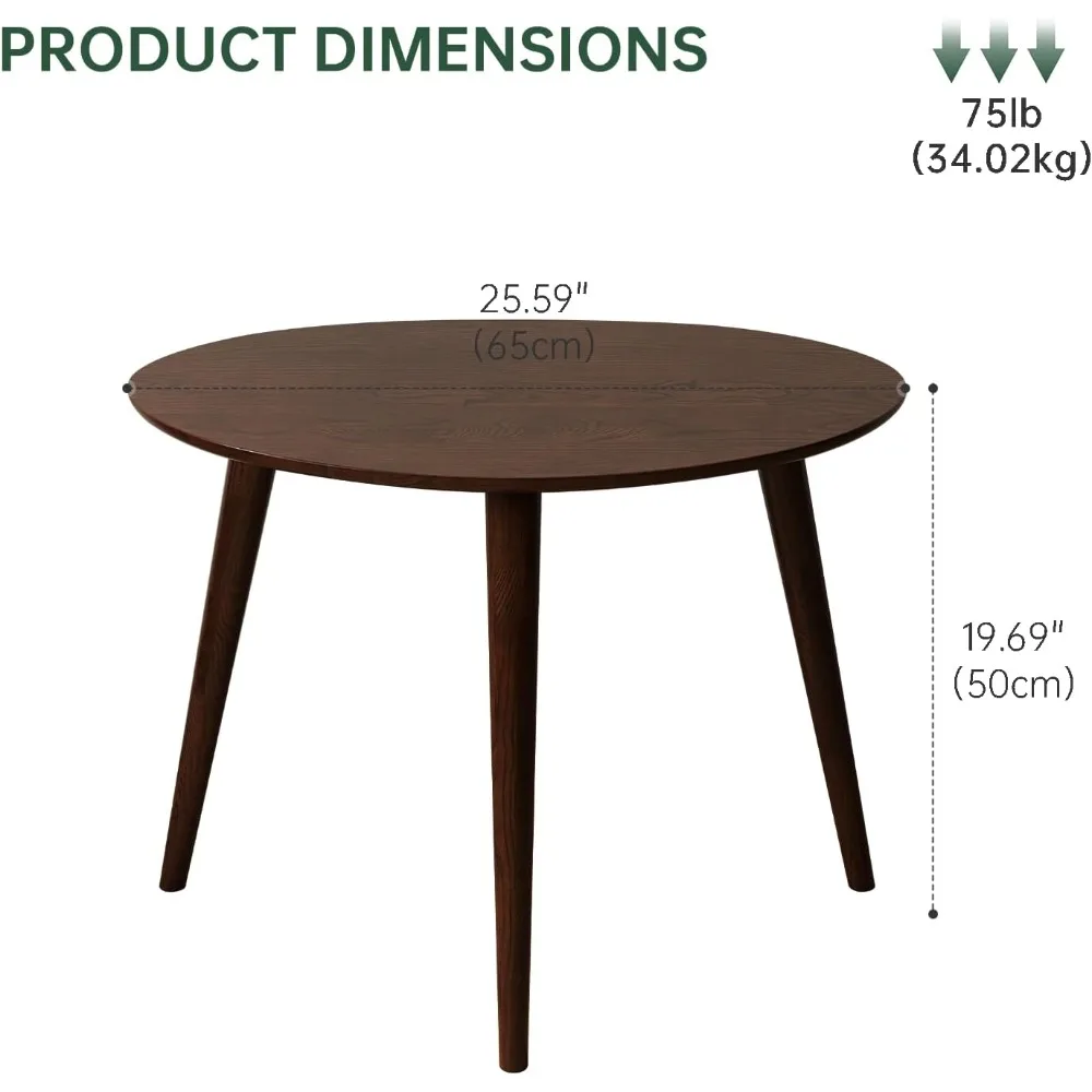 Mid-Century Modern Oak Coffee Table, 25.6 Small Living Room Side Table, Minimalist Design