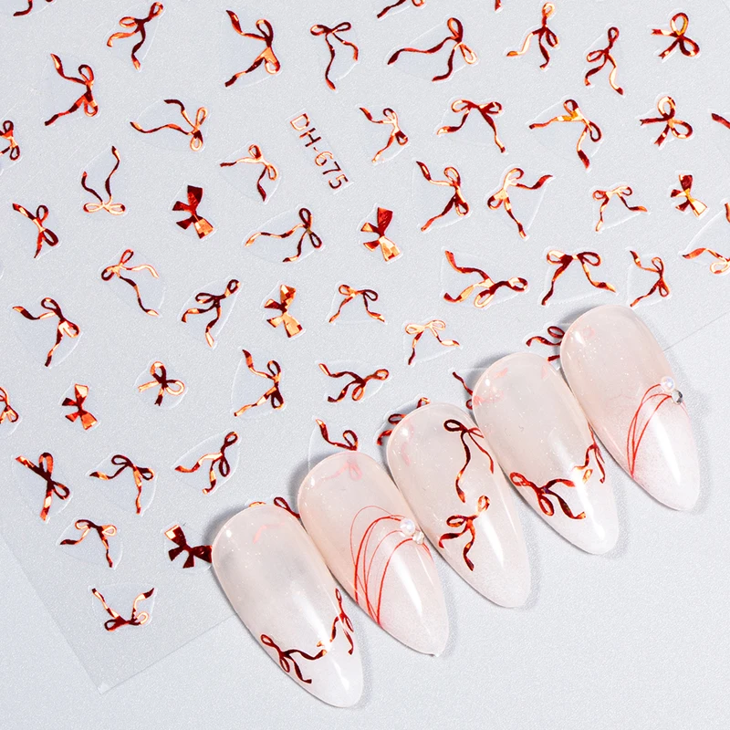 DIY Manicure Supplies Decor Bowknot Ribbon Nail Stickers Mini Kawaii Lace Bow Tie Design Self-Adhesive Nail Art Decals