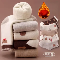 Winter Socks Baby Warm Thermal Cotton Socks 5Pairs/lot Cartoon Bear Kids Boys Girls Thickened Cotton Socks
