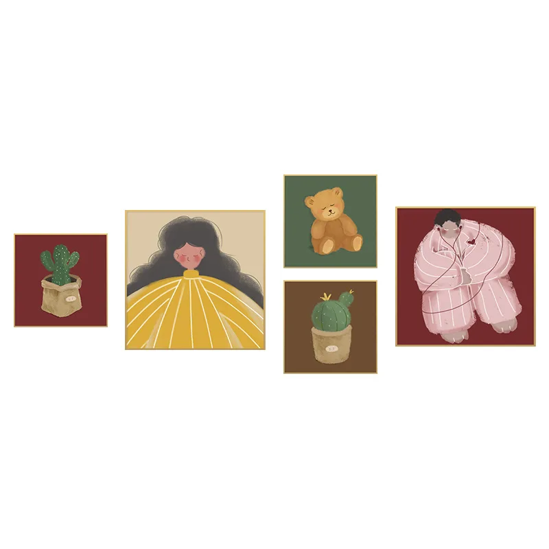 

Cure life modern simple living room combination painting, artistic sofa background wall decorative painting