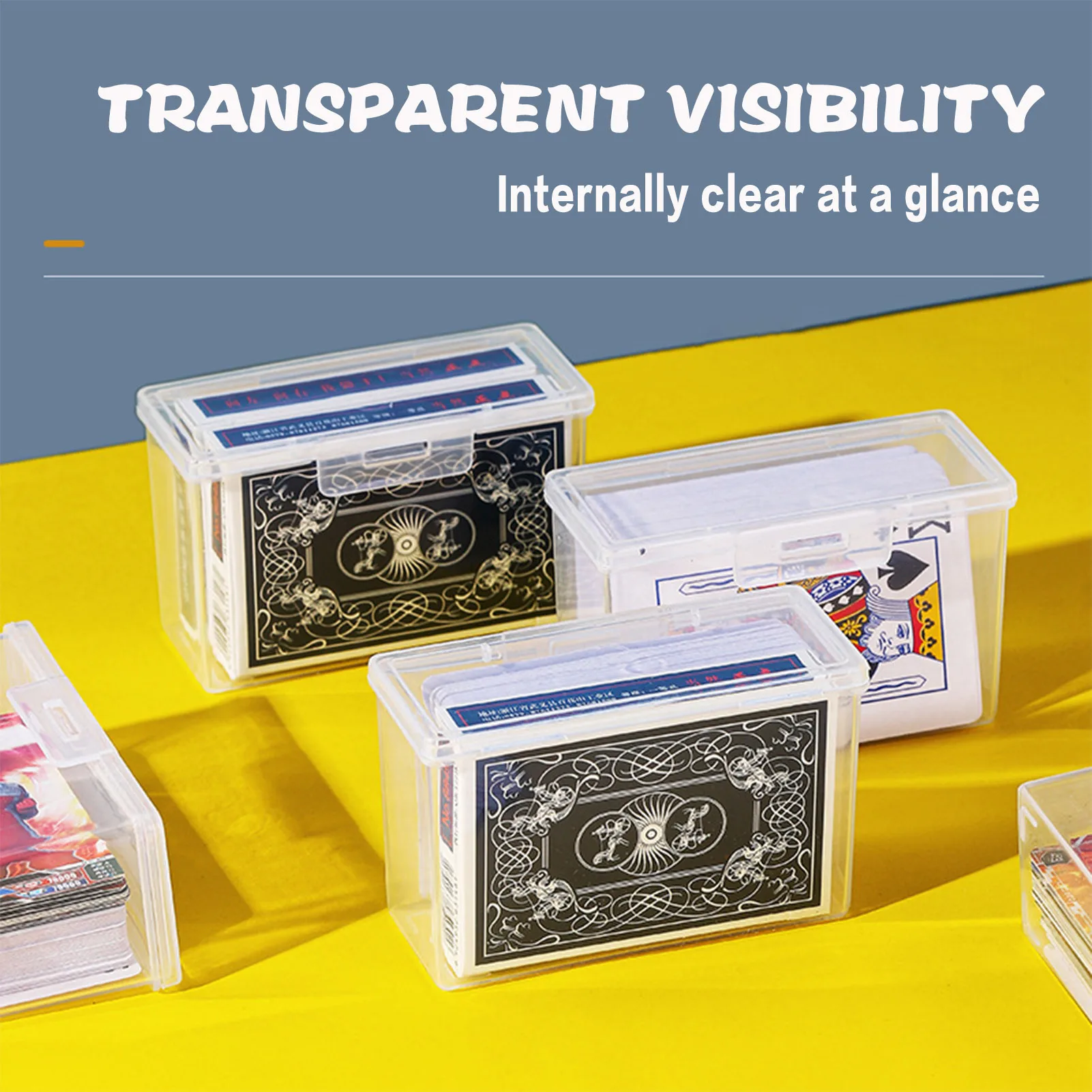 صندوق تخزين البطاقات البلاستيكية حامل مستطيل شفاف لبطاقات ألعاب البوكر معرف بطاقة العمل منظم السفر حامي دائم