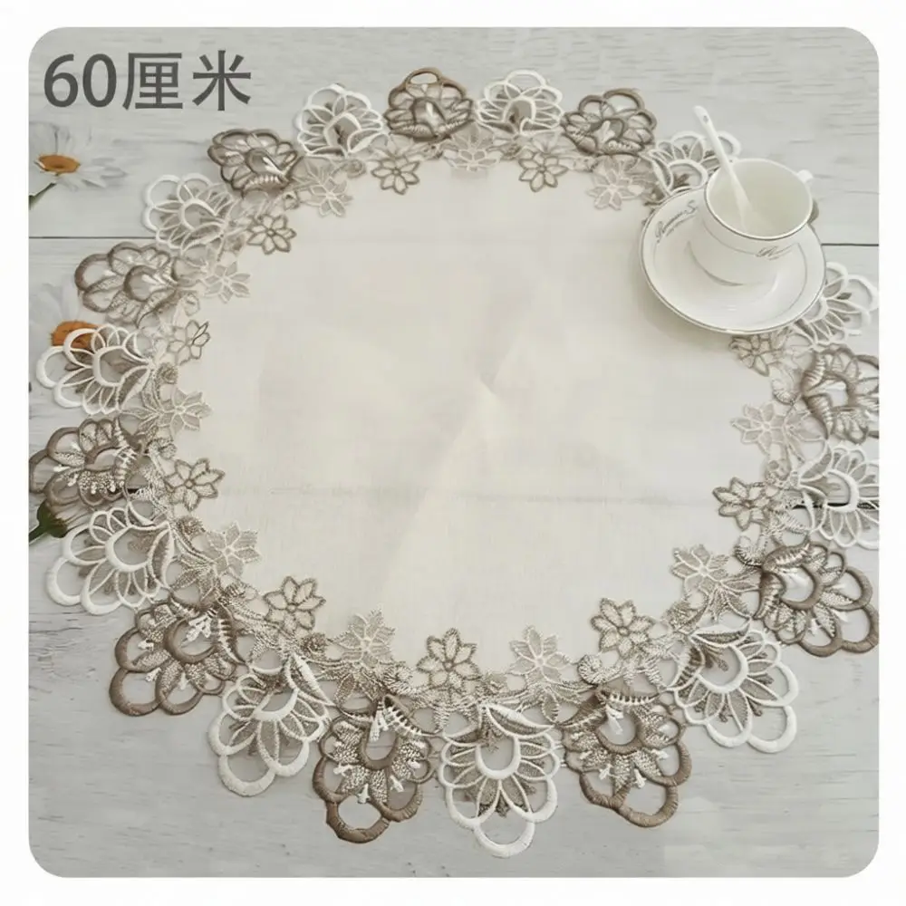 Modern Water Soluble Embroidery Placemat Round Polyester Table Mat Exquisite Lace Coaster Decorative Home Dining Accessories