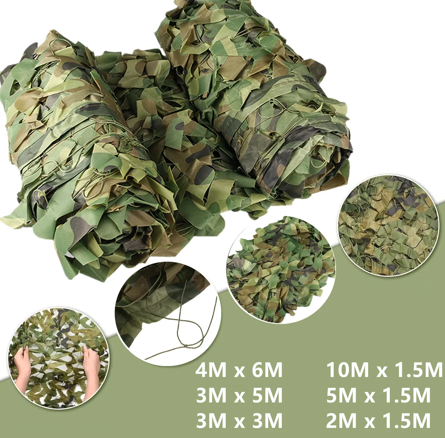 Camo Netting Hunting Camouflage Net 10Mx1.5M 4Mx6M Woodland Army Training Sunshade Mesh Nets for Camping Military Sun Shelter