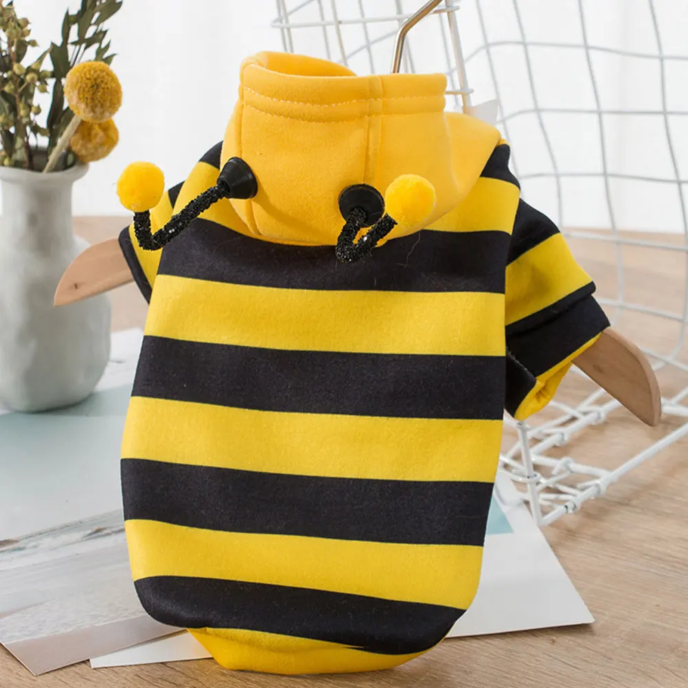 

Fleece Pet Garment Hooded Dog Clothes Adorable Bee Cosplay Costume Warm Winter Coat For Small Dogs And Cats