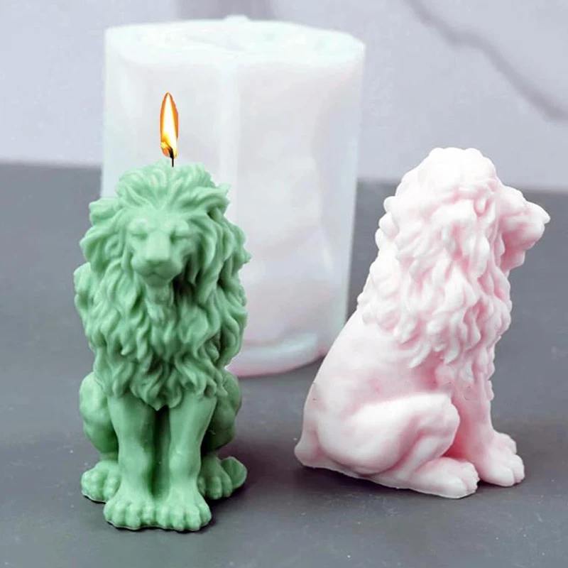 Weiwu Lion King Silicone Candle Mold 3D Sitting Lion Animal Soap Gypsum Crafts Resin Molds DIY Chocolate Ice Cube Baking Tools