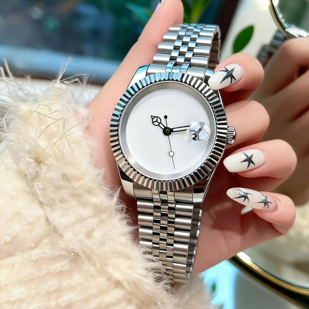 

Изысканный серебряный тандеоровый белый стерильный 36/39 мм 20ATM сапфировое стекло дата NH35 автоматический механизм мужские механические часы браслет