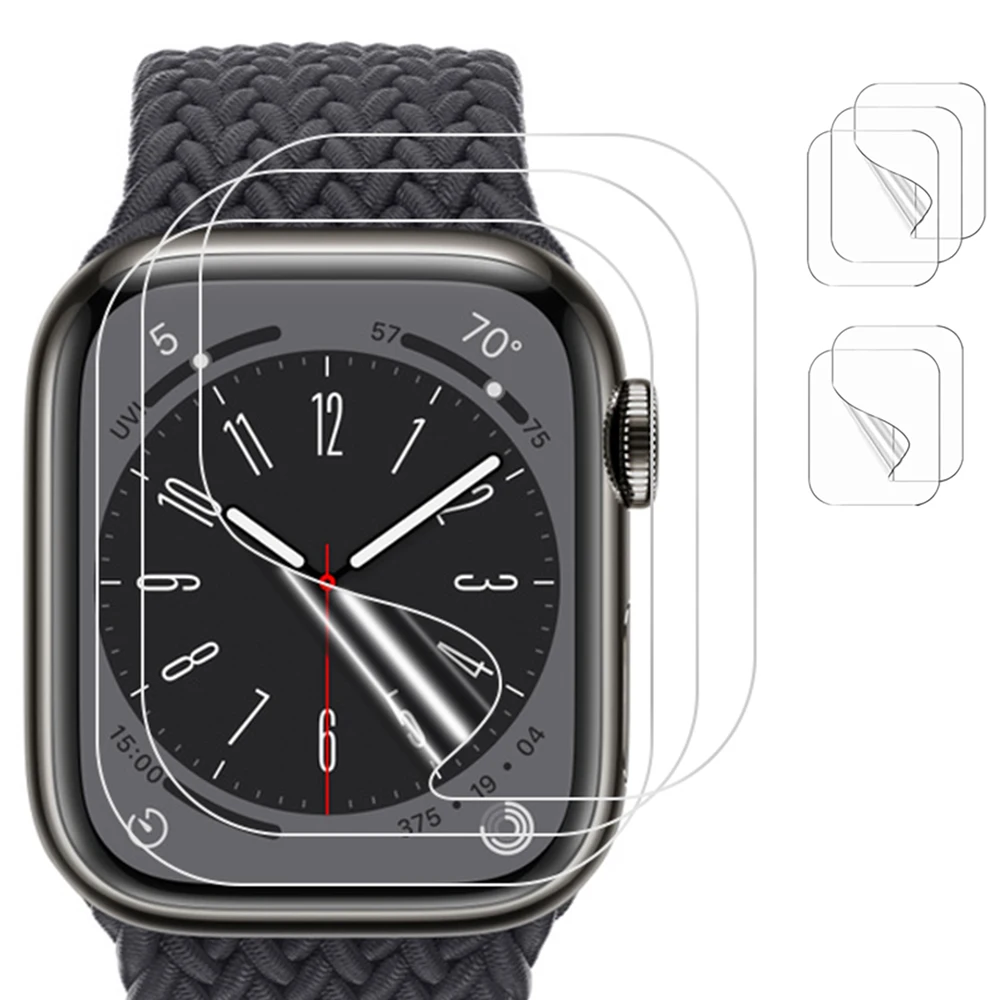 ป้องกันหน้าจอใสป้องกันฟิล์มสําหรับ Apple Watch 9 8 7 6 SE 5 4 45 มม.41 มม.40 มม.44 มม.ไม่ใช่แก้วสําหรับ iWatch 8 Ultra 49 มม.