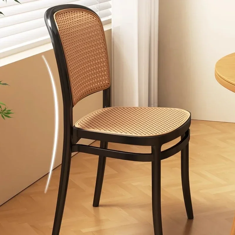 Sillon Makeup Dining Chair Italian Style Luxury Black Rattan Mobile Dining Chairs Cushions Chairs Comedor Kitchen Furnitures image 3