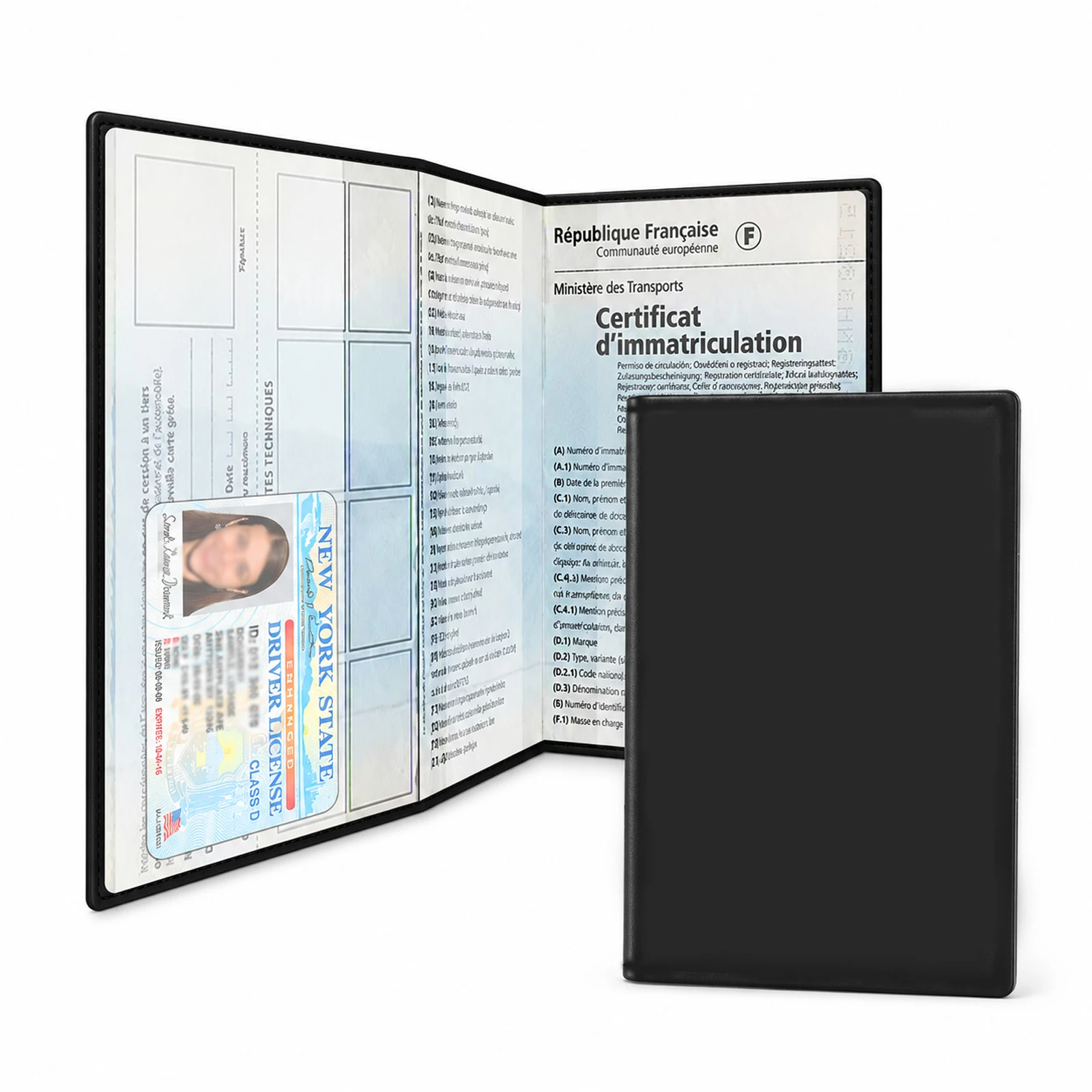 Foldable Car Document Holder for Registration & License, PVC Lightweight Storage Pouch for Roadside Emergency, 1-Pack