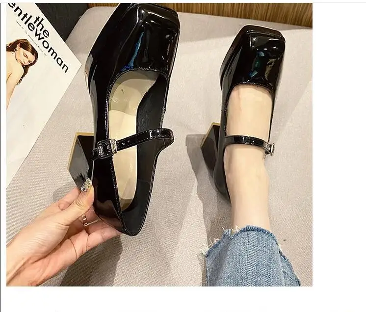 Fashion High Heels Wedding high heels Women Shoes Square toe thick heel Banquet Wedding Shoes Sexy Black Red Ladies Party Shoes