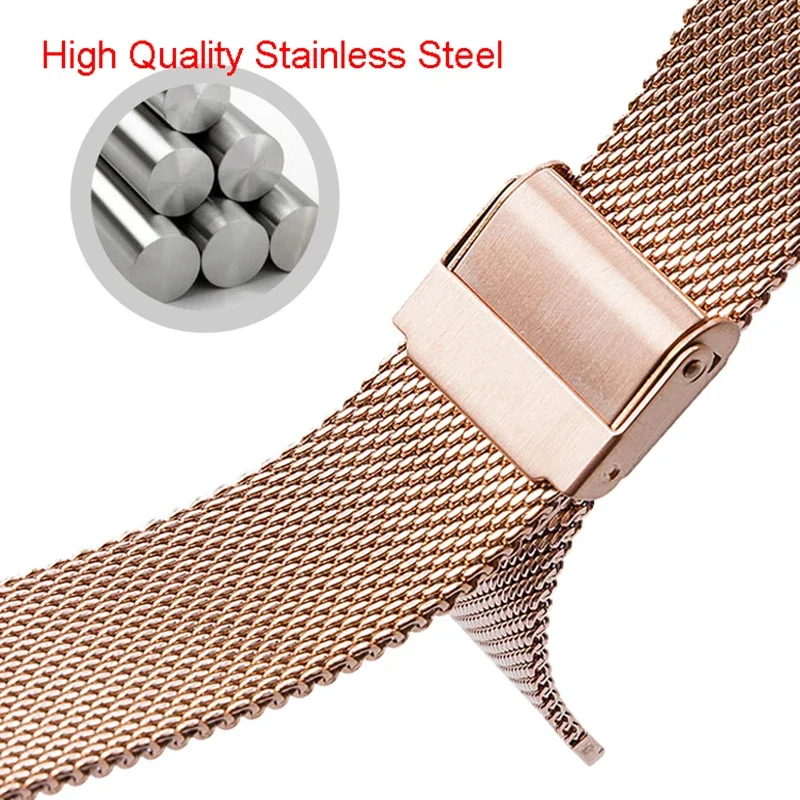 0.6mm Milanese Mesh Loop for Omega Seamaster 007 Stainless Steel Watchband  for DW Watch 18mm 20mm 22mm Metal Bracelet Universal