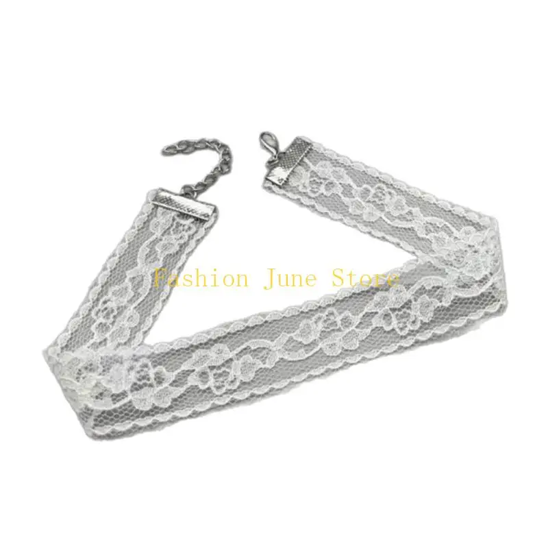 N5KA Scalloped Lace Collar Necklace with Floral Mesh Detail for Party Looks, Daily Styling, Photos and Outfit Detail